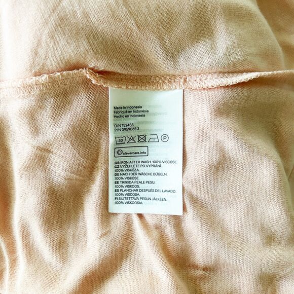 H&M MAMA Long Jersey Maternity Dress (L) in Apricot Ruffle Shoulder Flounce Maxi - Picture 9 of 14